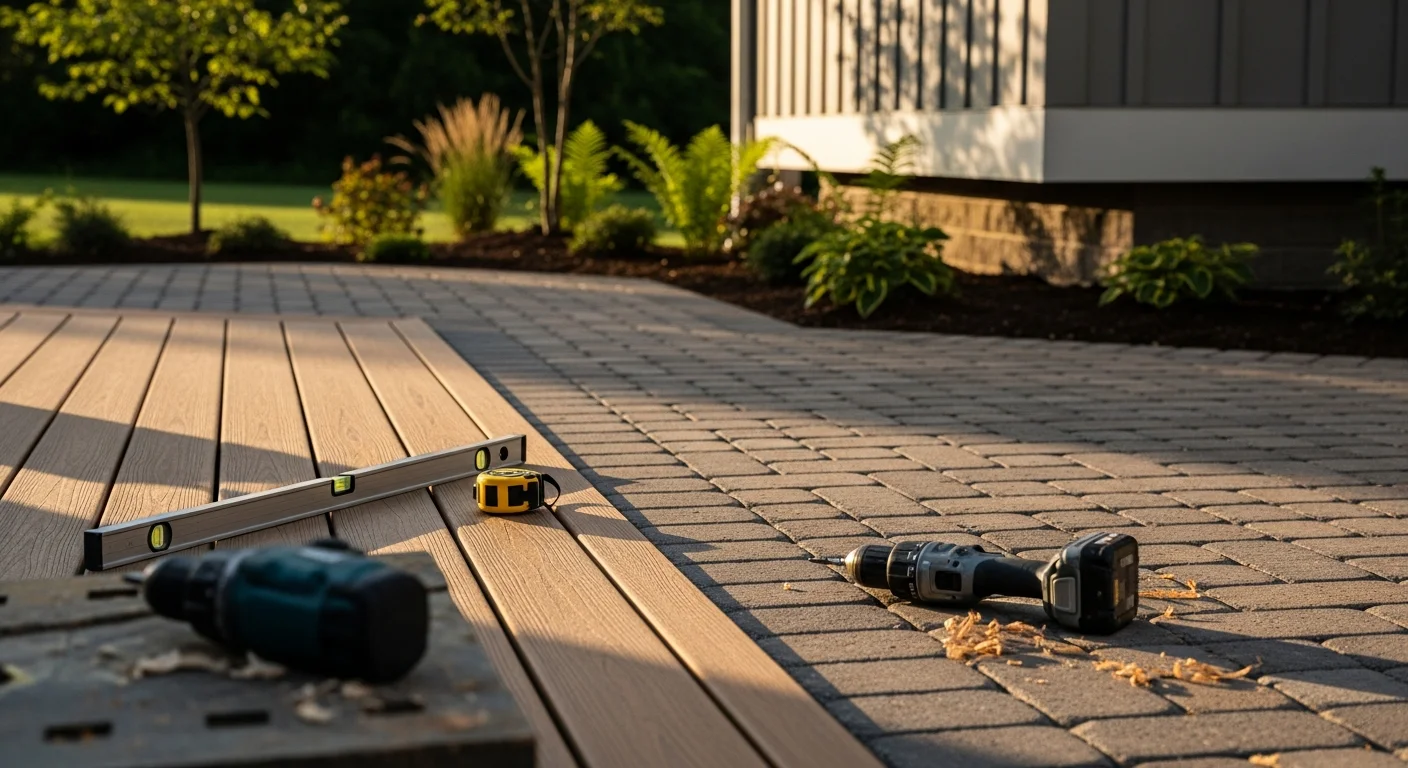 Custom deck and patio construction on residential property