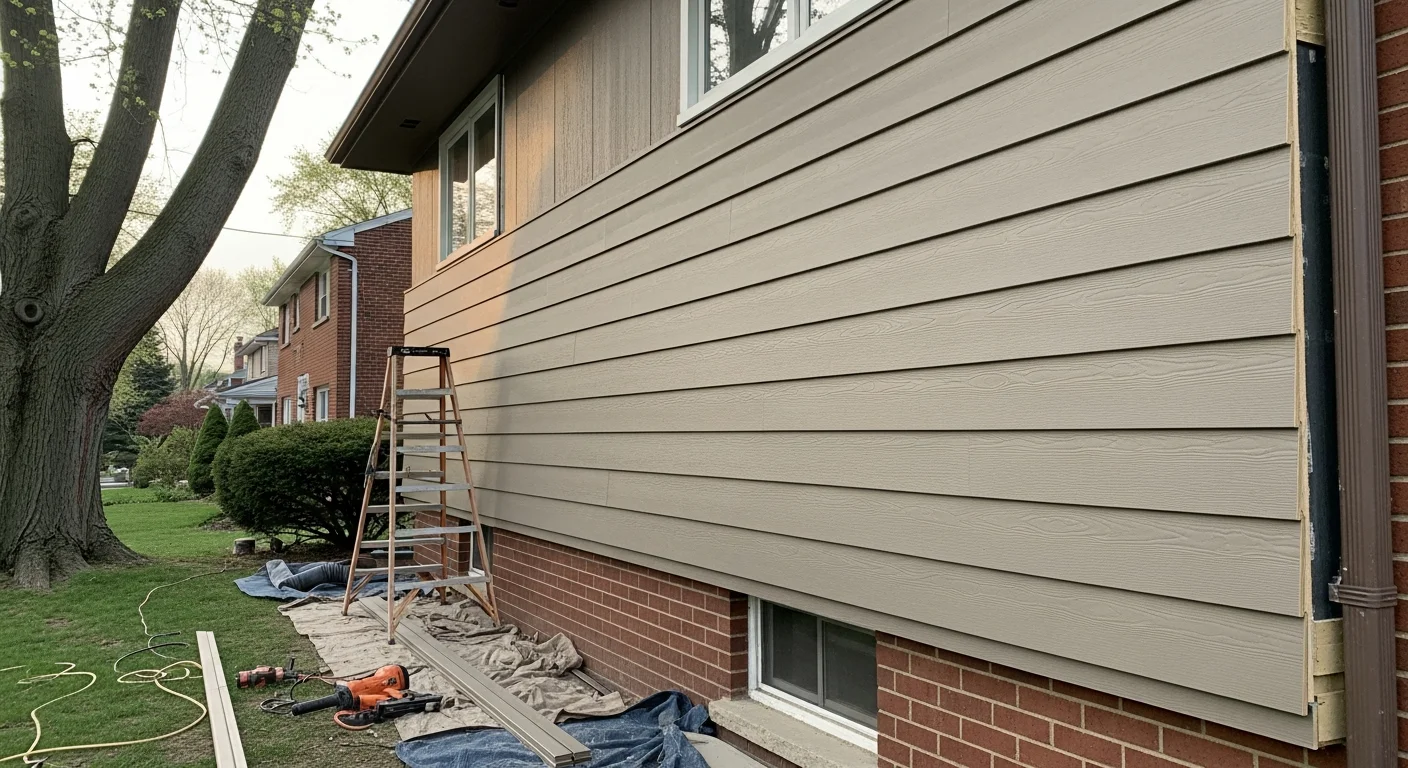 New siding installation on residential home exterior