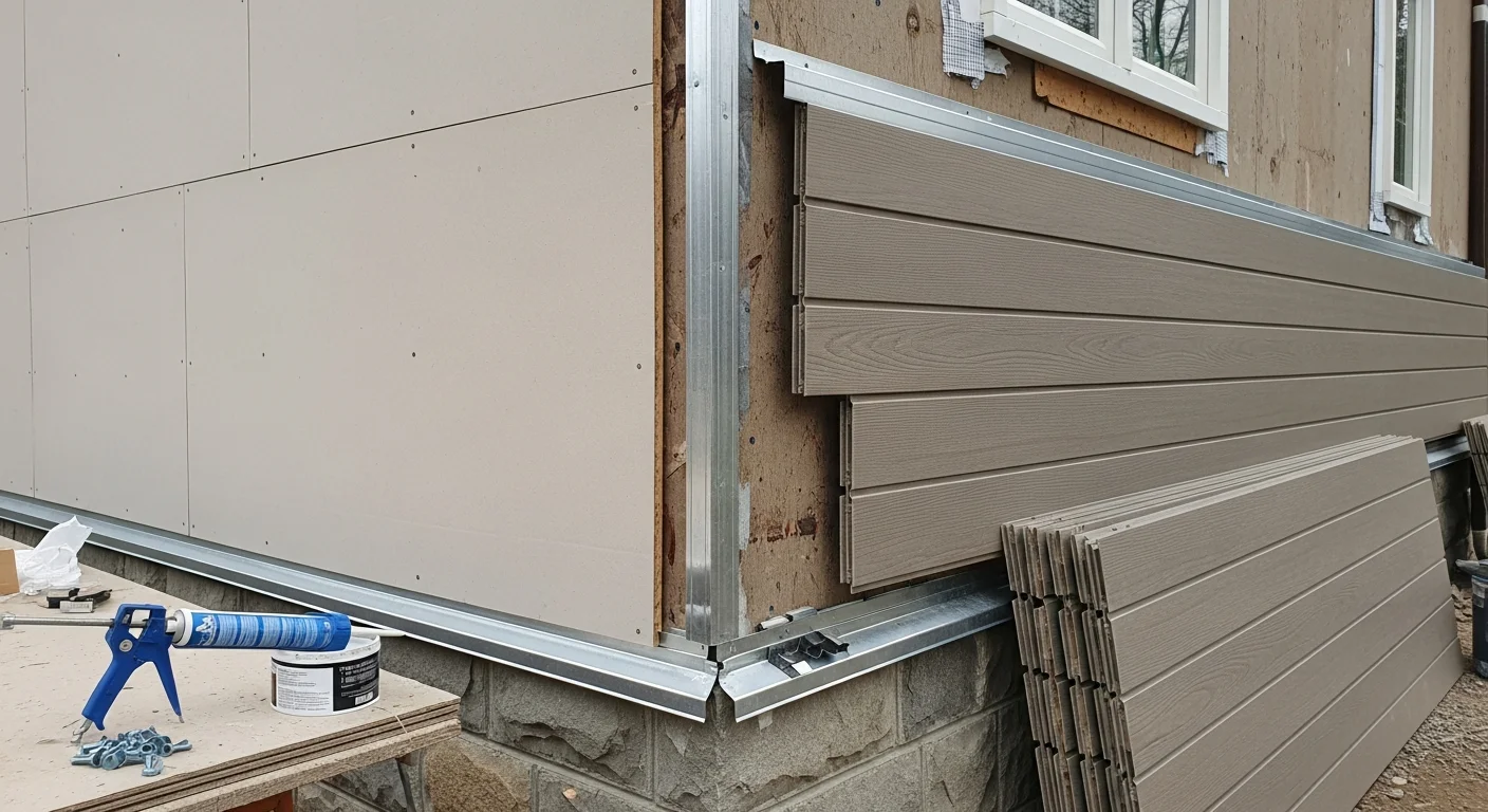 Freshly installed exterior siding on a two-story residential home in Bucks County, PA. Clean panel lines run across the full front facade, with no visible gaps, warping, or damage.