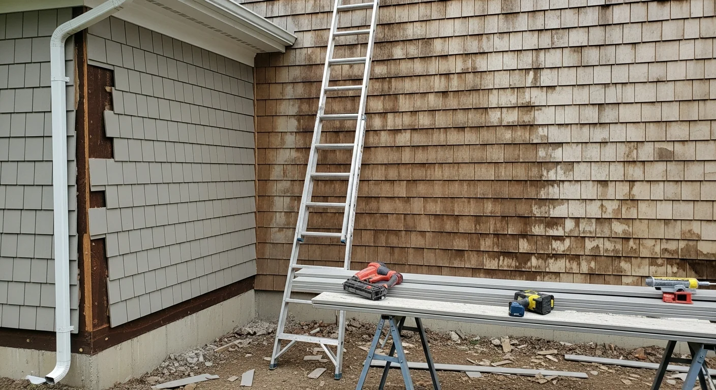 A Bucks County, PA home with newly installed exterior siding, showing clean panel lines and tight seams across the full facade. The completed replacement covers a two-story wood-frame house typical of the region's residential neighborhoods.